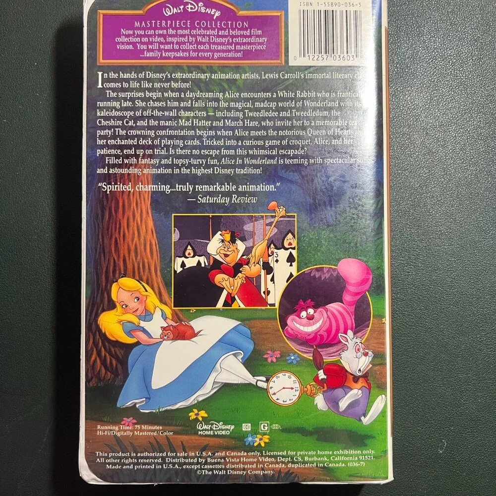 Disney VHS - Alice in Wonderland (1992) - Masterpiece Collection - 036-7